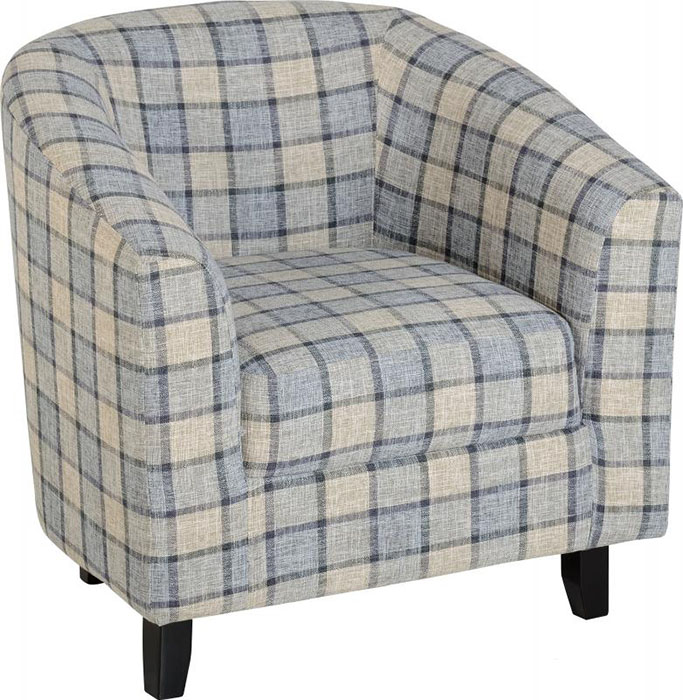 Hammond Tub Chair in Grey Check Fabric - Click Image to Close